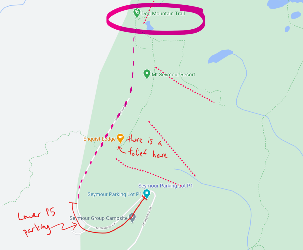 Map to show the long walk to the Dog Mountain trailhead
