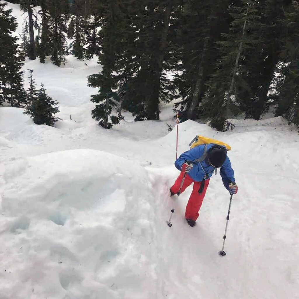 Struggling to climb without the my snowshoes